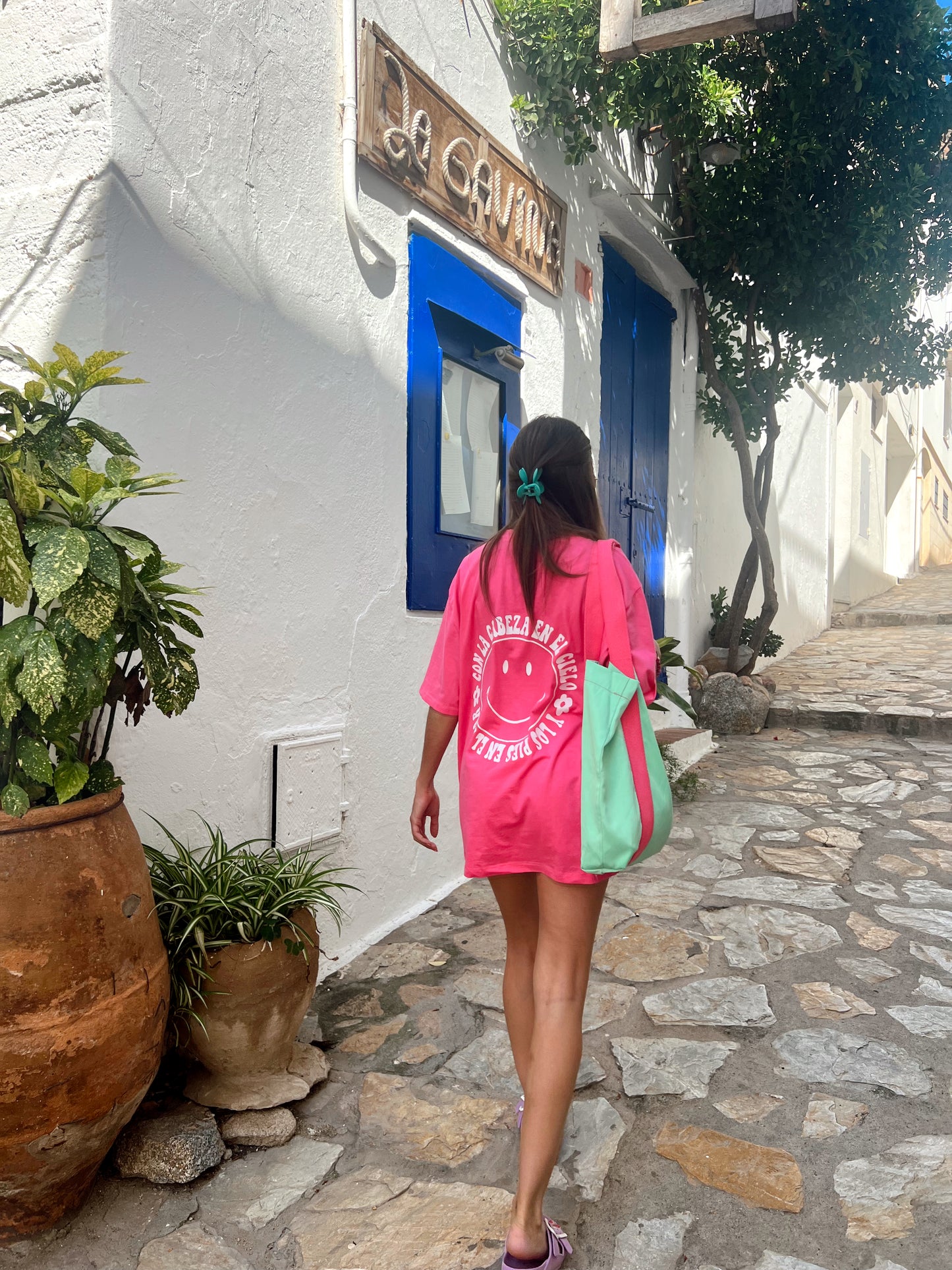 Camiseta Smiley fucsia