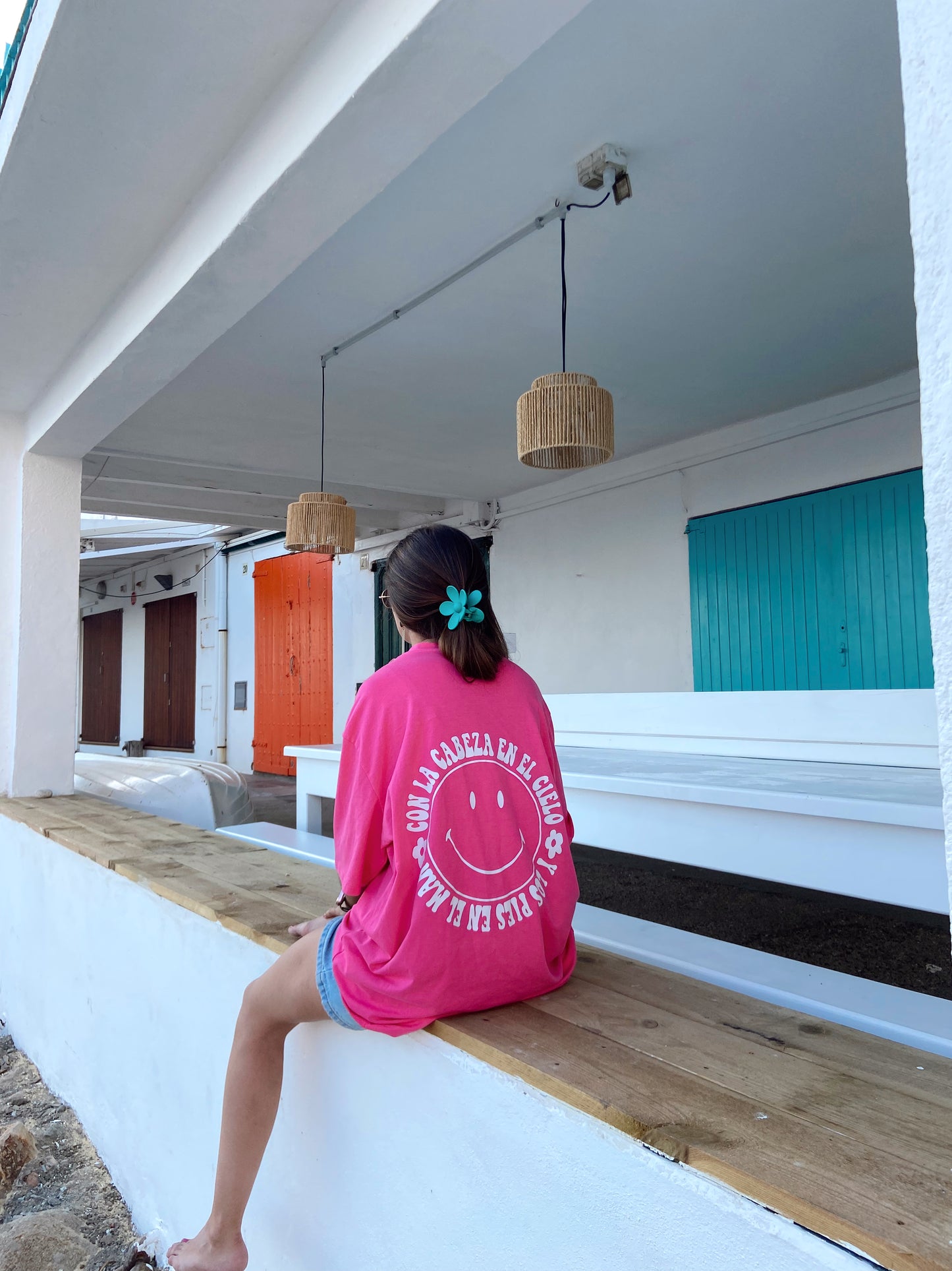 Camiseta Smiley fucsia